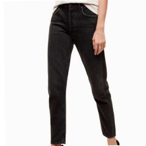 Aritzia Talula Jeans High Rise Tapered Leg Ankle Retro 90s Black 27 - Picture 1 of 12